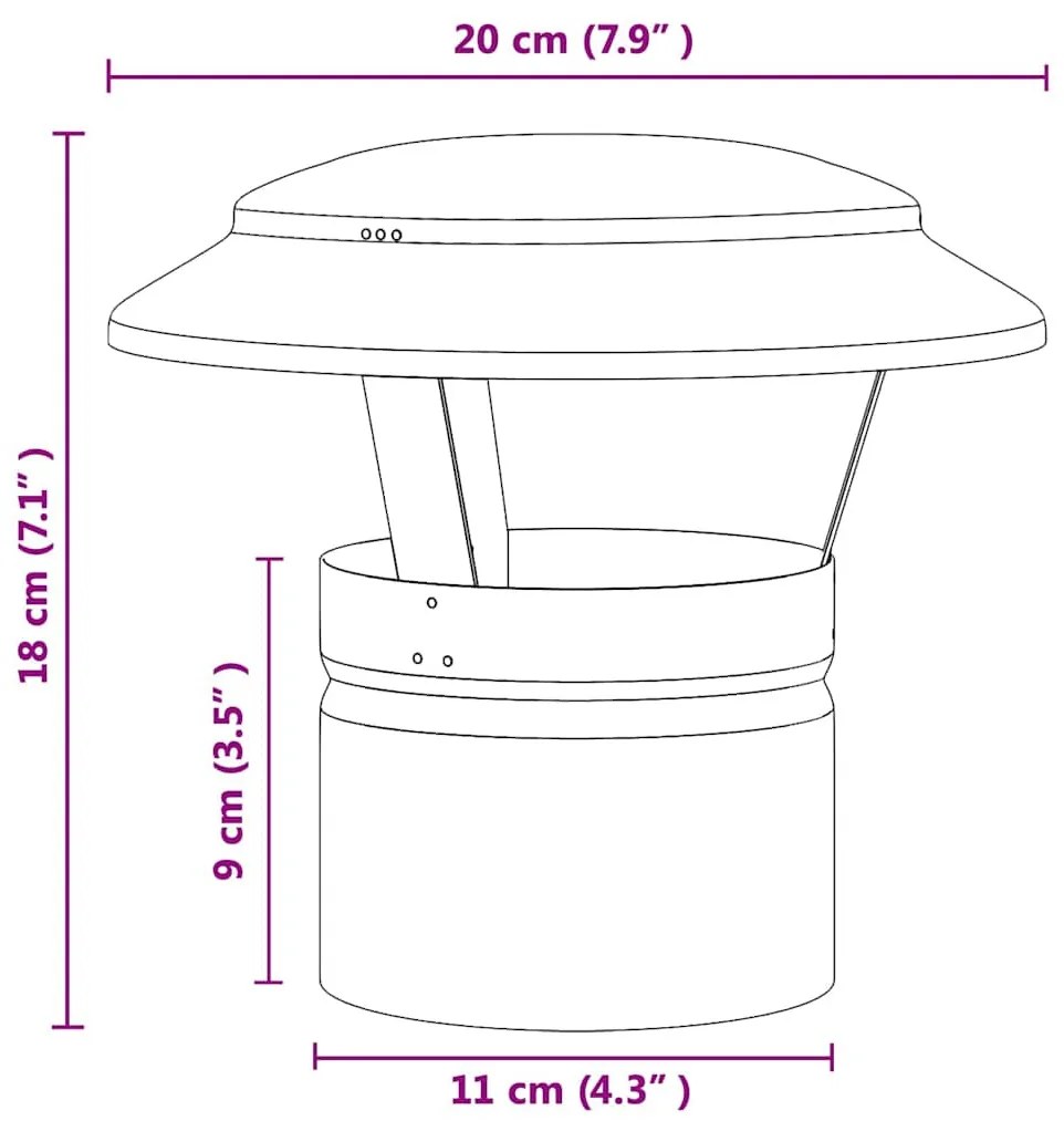 Eső Borító Kémény Ezüst 20 x 20 x 18 cm Rozsdamentes acél