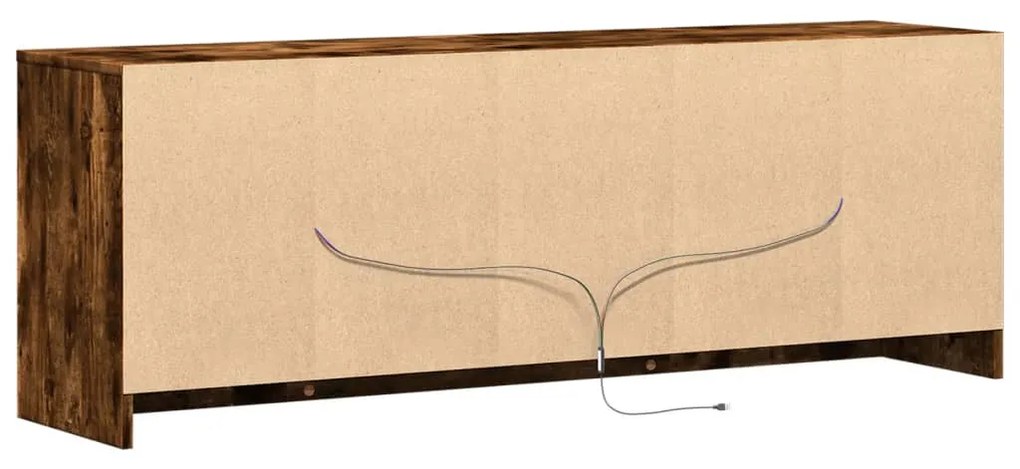 füstös tölgy színű szerelt fa LED-es TV-szekrény 139,5x34x50 cm