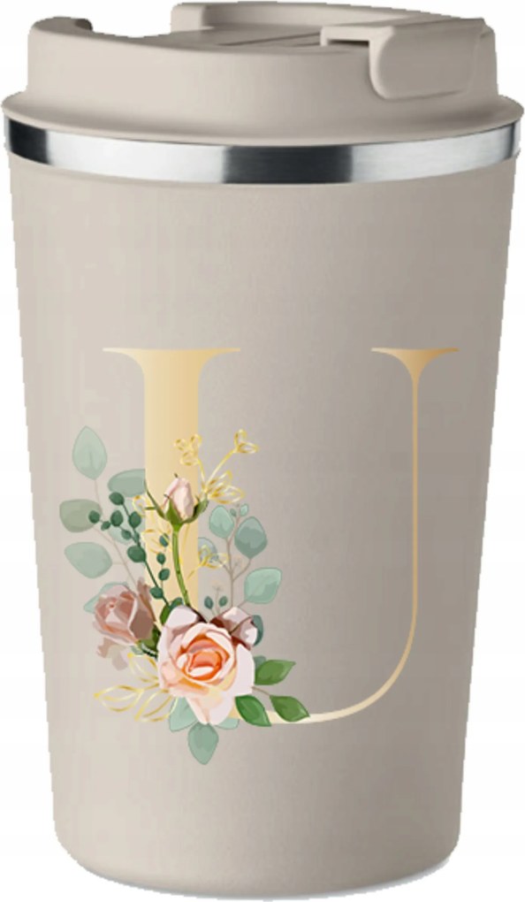 Prémium thermo bögre bézs U-betűvel Kaptár monogram KT_126_b