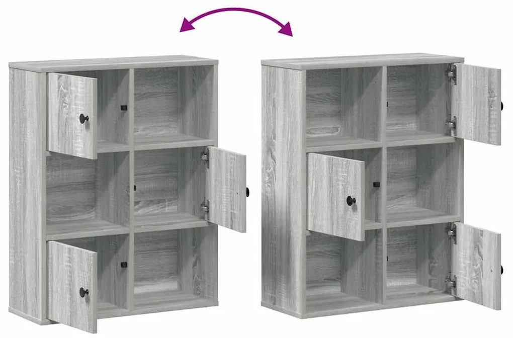 szürke sonoma színű szerelt fa könyvespolc 60x24x76,5 cm