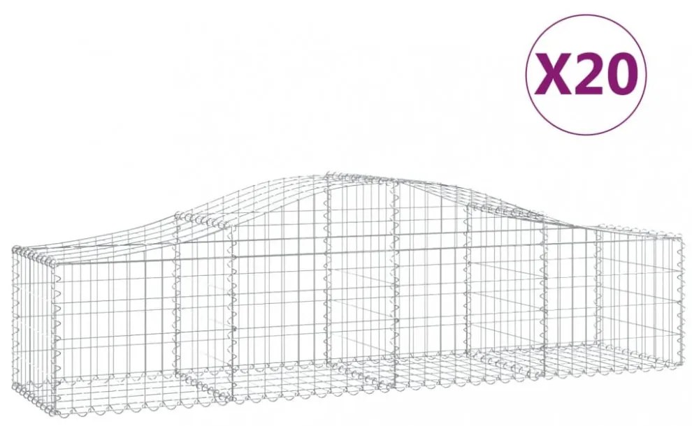 20 db íves horganyzott vas gabion kosár 200x50x40/60 cm