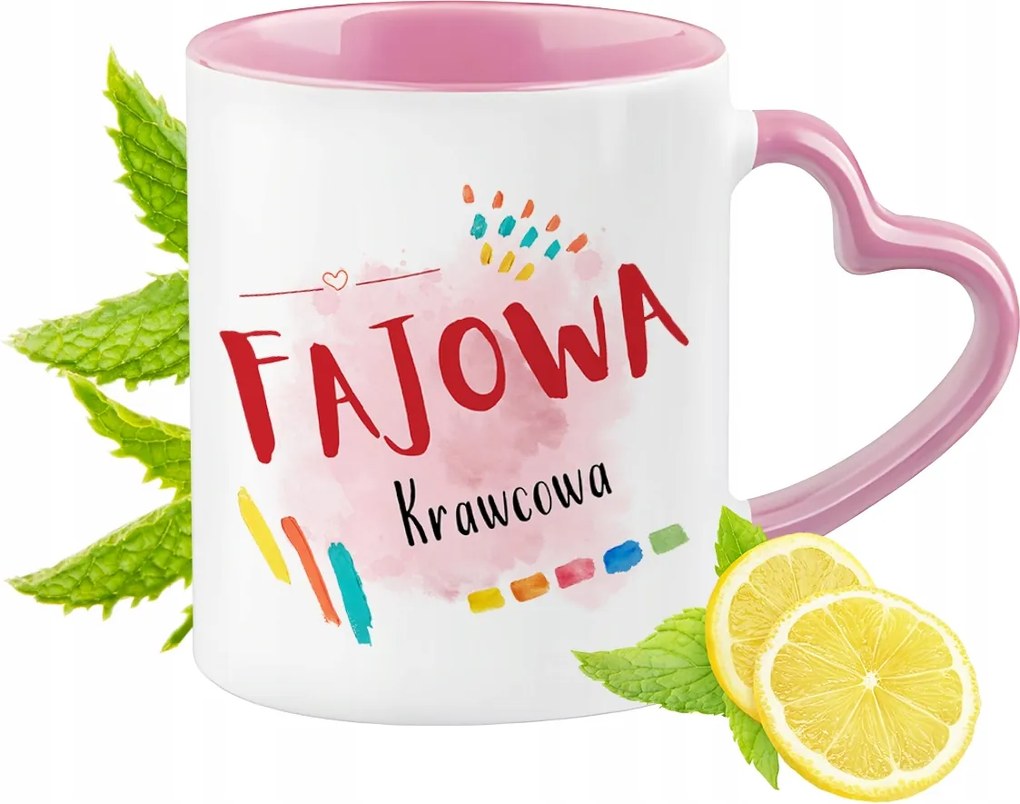 Varrónői bögre Rózsaszín, szív alakú füllel Kávé ajándék