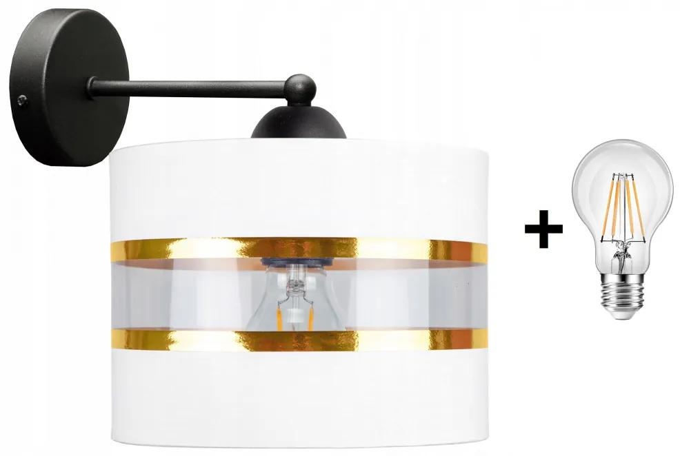 Glimex Abazur fehér fali lámpa 1x E27 + ajándék LED izzó