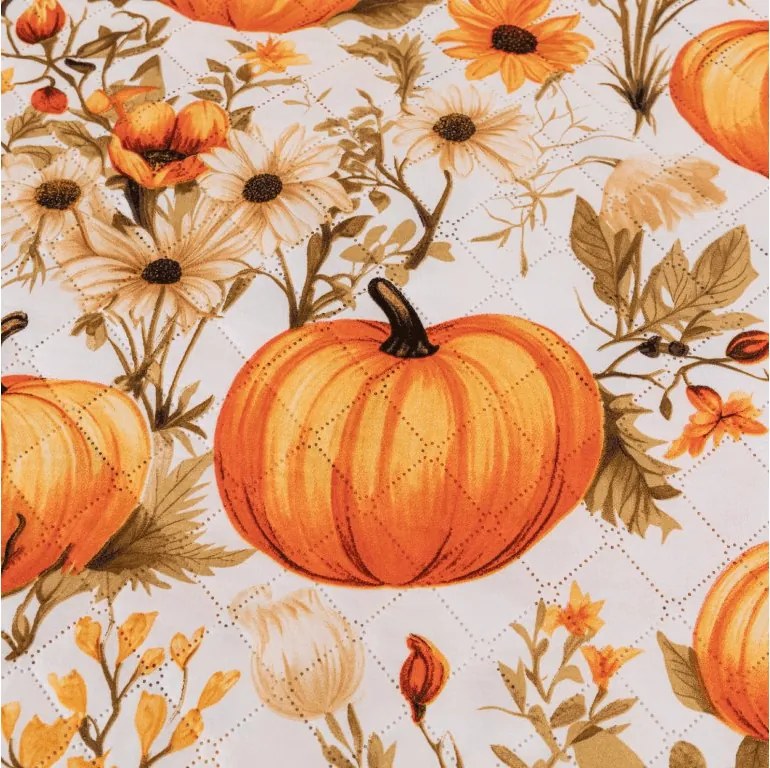 Ágytakaró FLOWERS AND PUMPKINS, narancssárga Méret: 170 x 210 cm