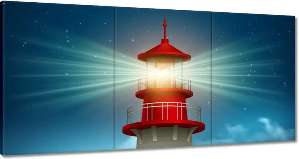 Vászonkép 180x90 Világítótorony éjszaka