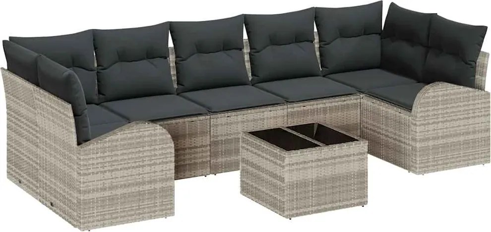 vidaXL Kerti Kanapé Szett Világosszürke 55 x 55 x 37 cm polirattan