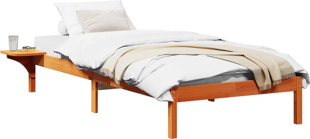 vidaXL Ágykeret Faggyú barna 100 x 200 cm Tömör fenyőfa