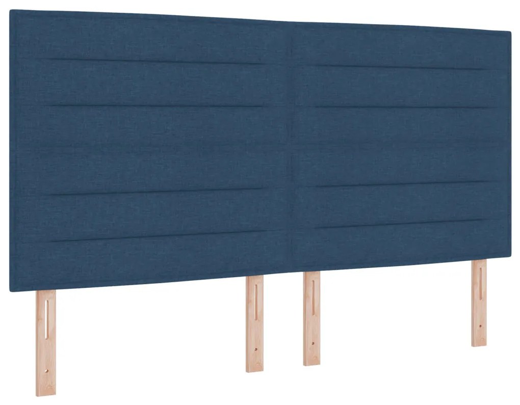 Boxspring Ágy Matraccal Kék 200x200 cm Szövet