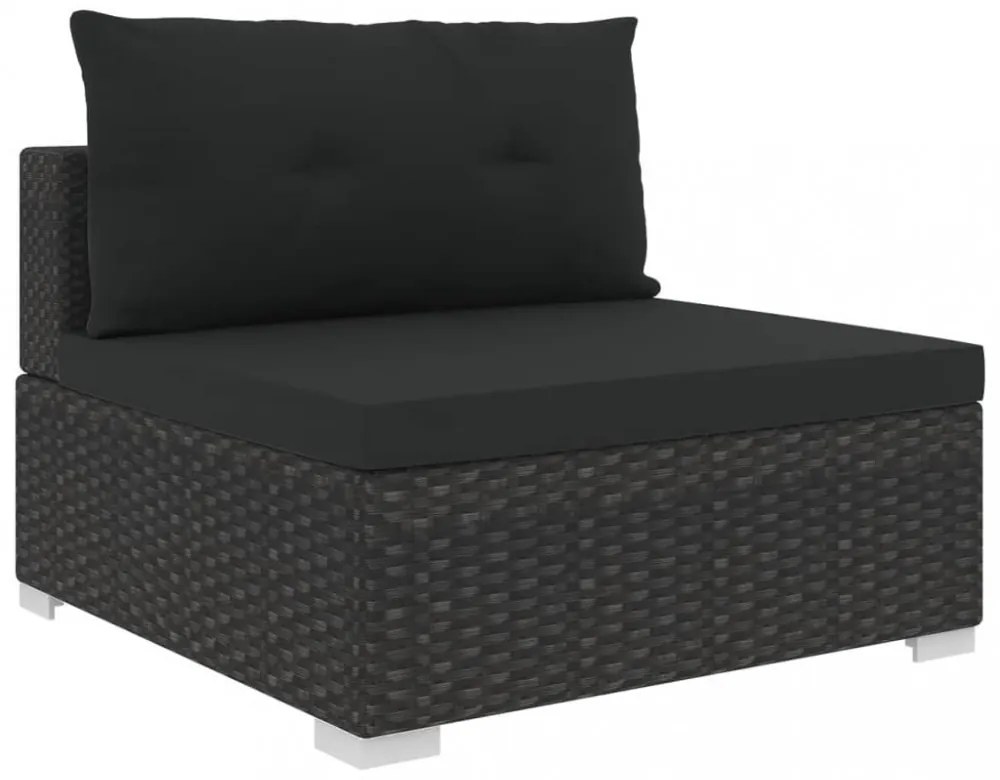 vidaXL 6 részes fekete polyrattan kerti ülőgarnitúra párnákkal