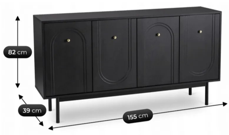 Komoda MARLEN 155 cm Czarna