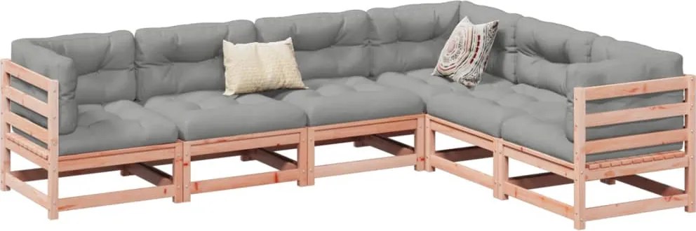 vidaXL 6 részes tömör duglászfenyő kerti társalgószett párnával