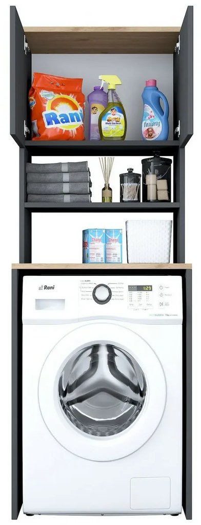 Karin Anthracite and Walnut szekrény mosógép fölé