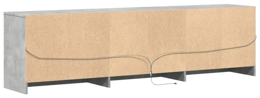 betonszürke szerelt fa TV-szekrény LED-ekkel 180 x 34 x 50 cm
