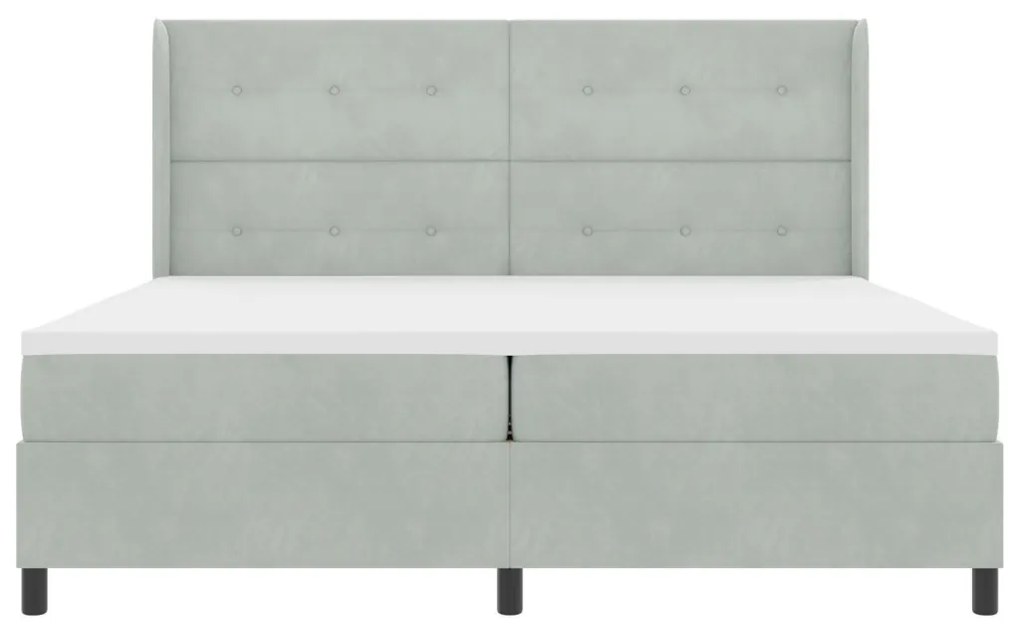 Boxspring Ágy Matraccal &amp; LED Fény Szürke 200x200 cm Bársony