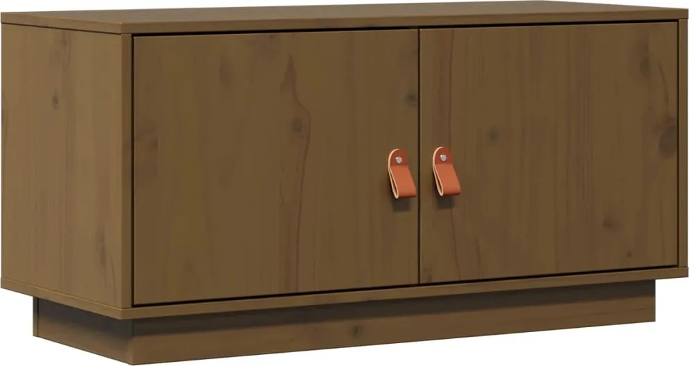 vidaXL mézbarna tömör fenyőfa TV-szekrény 80x34x40 cm