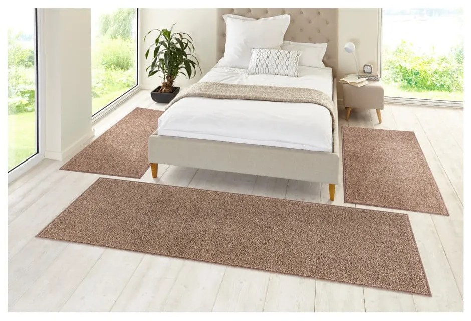 Pure 3 db-os barna futószőnyeg szett - Hanse Home