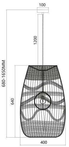 Csillár zsinóron ARONA 1xG9/9W/230V átm. 40 cm rattan