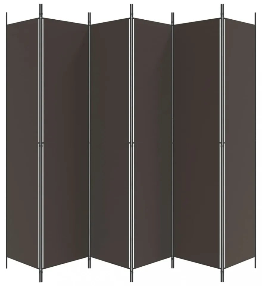 6 paneles barna szövet paraván 300 x 220 cm