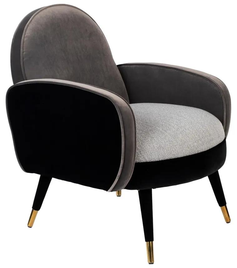 Sam szürke-fekete fotel bársonyos felülettel - Zuiver