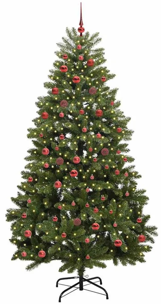 Mű karácsonyfa 300 LED-del állvánnyal Zöld 210 cm PVC és fém