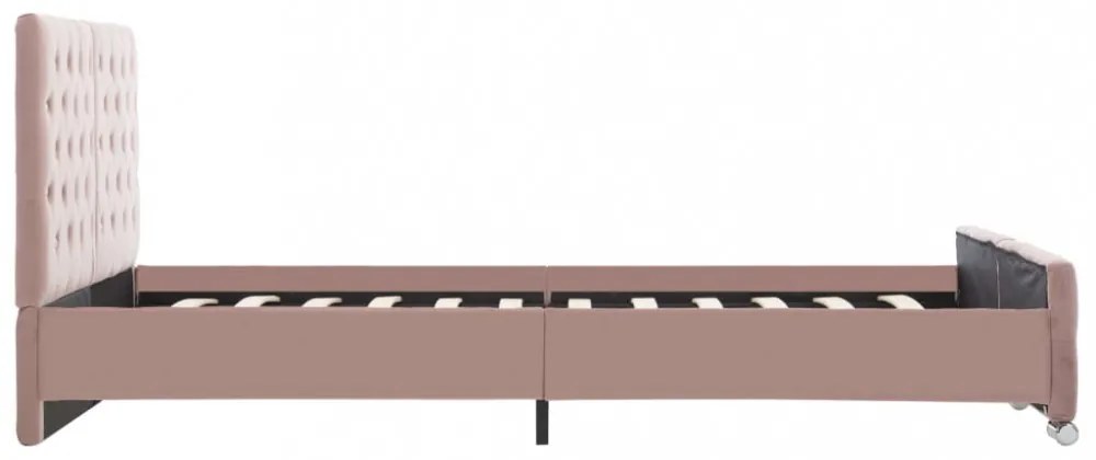 rózsaszín bársony ágykeret 140 x 200 cm