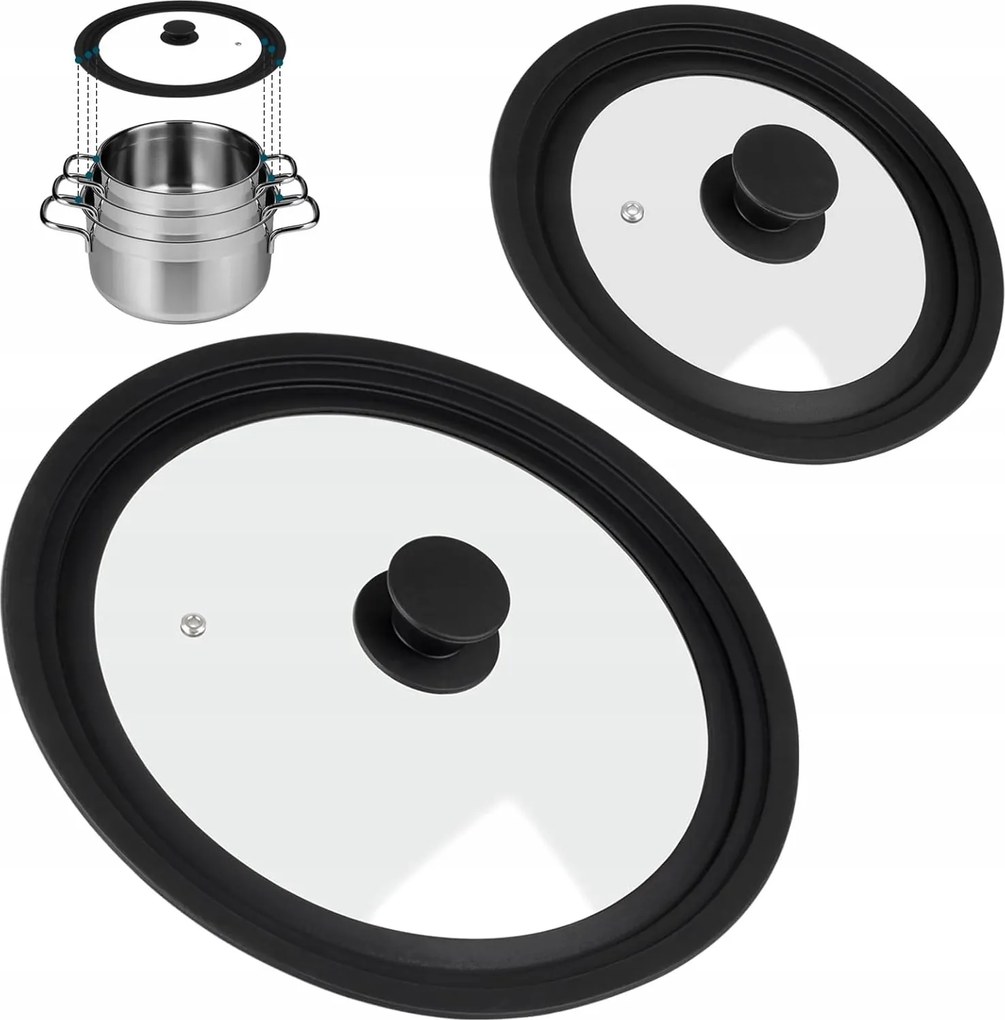 Szilikon Fedő 3az1ben Üveg serpenyőhöz 24/26/28cm Rossner