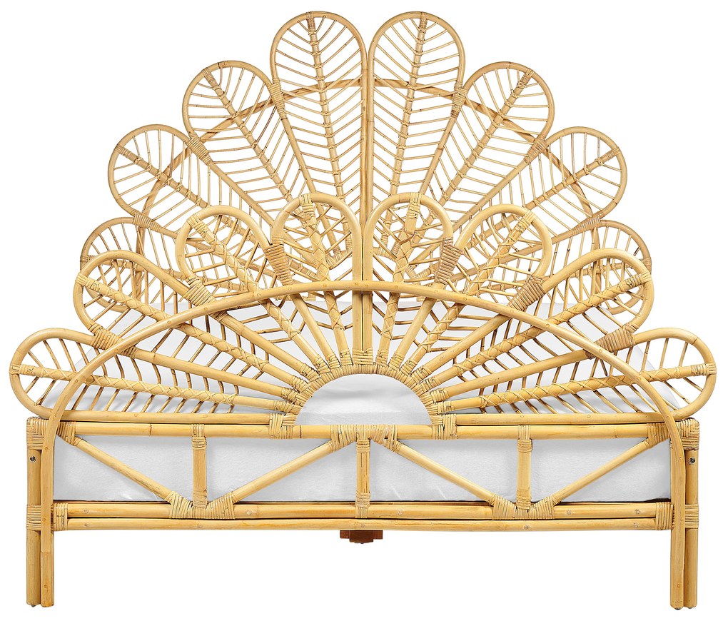 Világosbarna rattan franciaágy 140 x 200 cm FLORENTINE Beliani