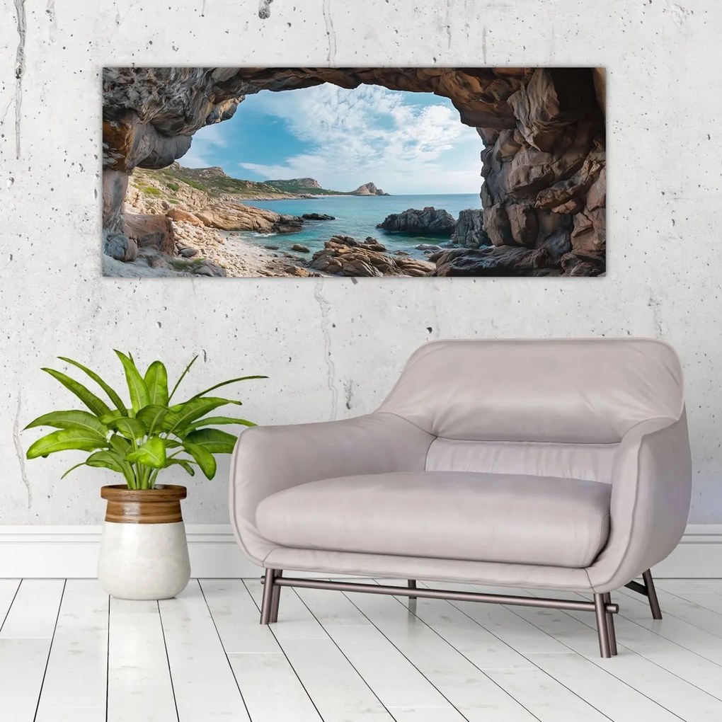 Kép - Barlang a tenger mellett (120x50 cm)