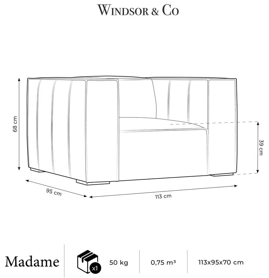 Világosbarna bőr fotel Madame – Windsor &amp; Co Sofas