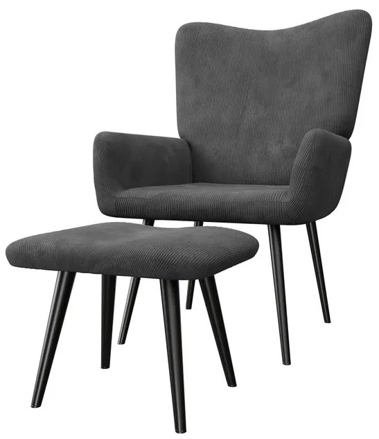 Juskys Odense fotel lábtartóval – szürke