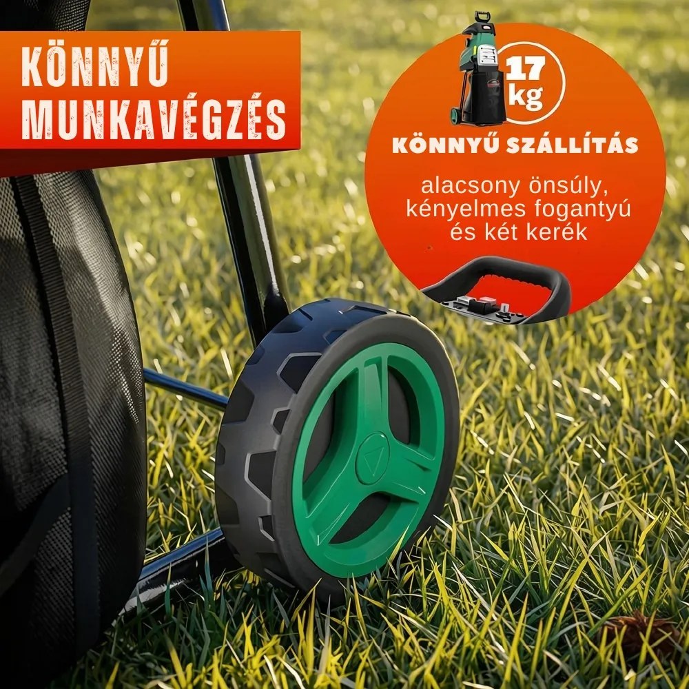 DIOX kerti aprítógép/aprító+2x 60l zsák, 3100W fekete/zöld Gardebruk