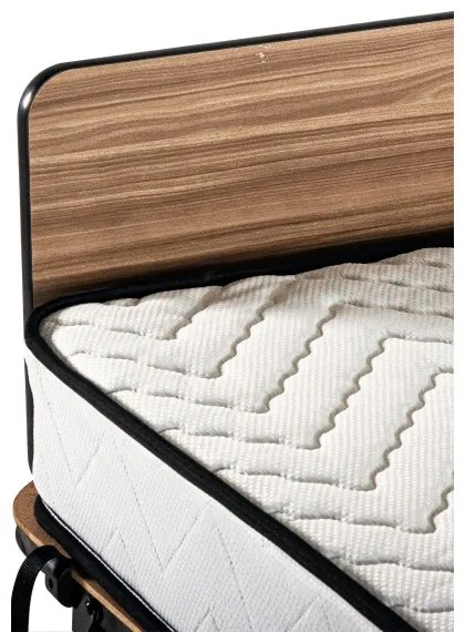 Összecsukható fém egyszemélyes ágy matraccal HERON 80x190 cm fehér teherbírás 120 kg