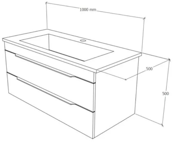 TMP VOX 100 FEHÉR fali fürdőszobabútor - öntött műmárvány mosdóval - 100 cm