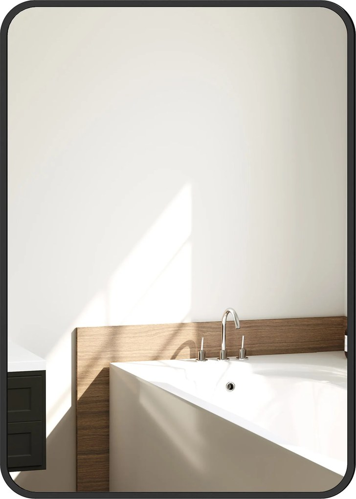 HOMCOM Fürdőszoba Tükör 50x70 cm Fali Tükör Dekoratív Tükör Fém Kerettel és Könnyű Felszereléssel Nappaliba, Bejárati Útra, Előszobába | Aosom