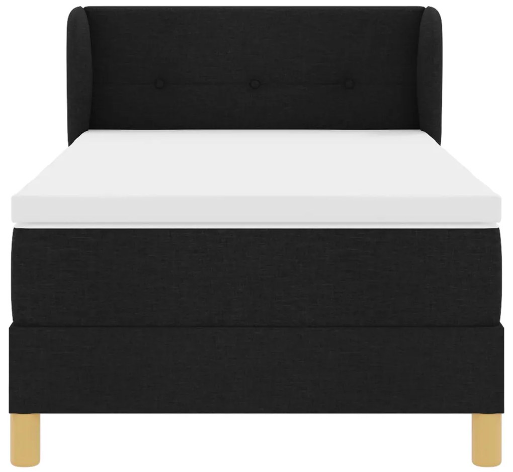 Boxspring Ágy Mattal - Fekete, 90x190 cm, Szövet