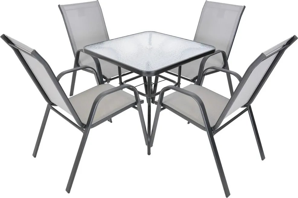 Kerti asztal ZWMT 80 x 80 cm fém üveglappal