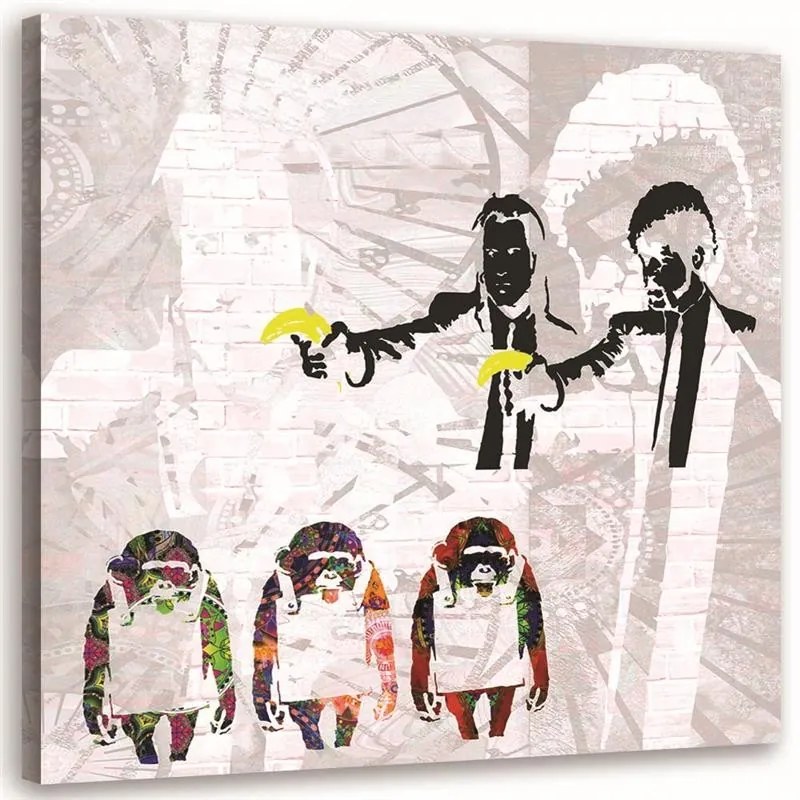Gario Vászonkép Banksy gengszterek banánnal és 3 majommal Méret: 50 x 50 cm