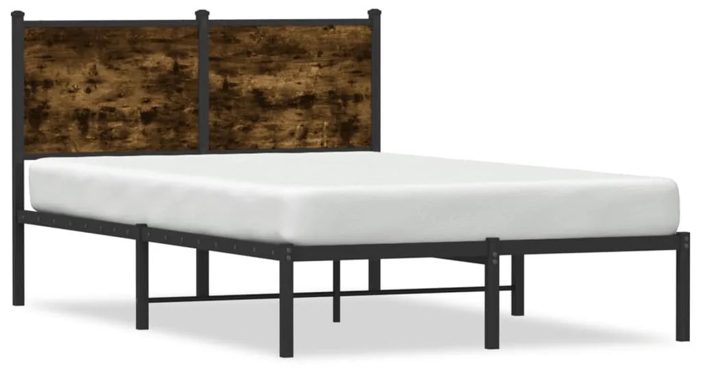 füstös tölgy színű fém ágykeret matrac nélkül 120 x 190 cm