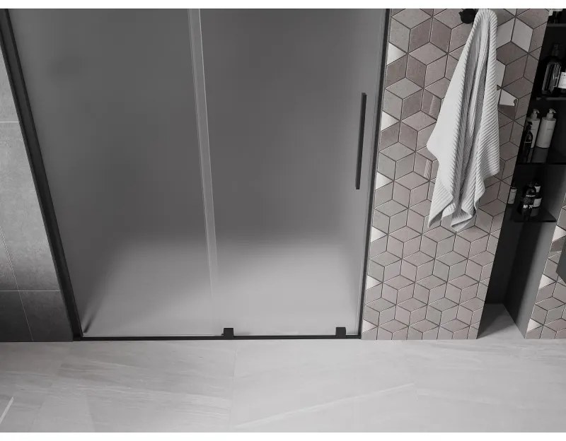Mexen Velar, tolózuhanyajtó nyitáshoz 160 cm, 8 mm-es matt üveg, fekete matt, 871-160-000-31-70