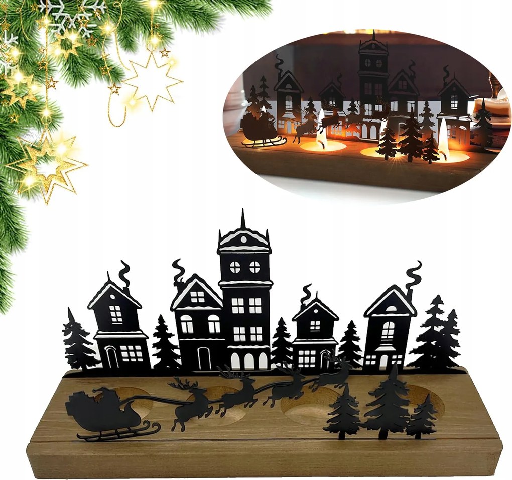 Karácsonyi dekoráció fa adventi gyertyatartó