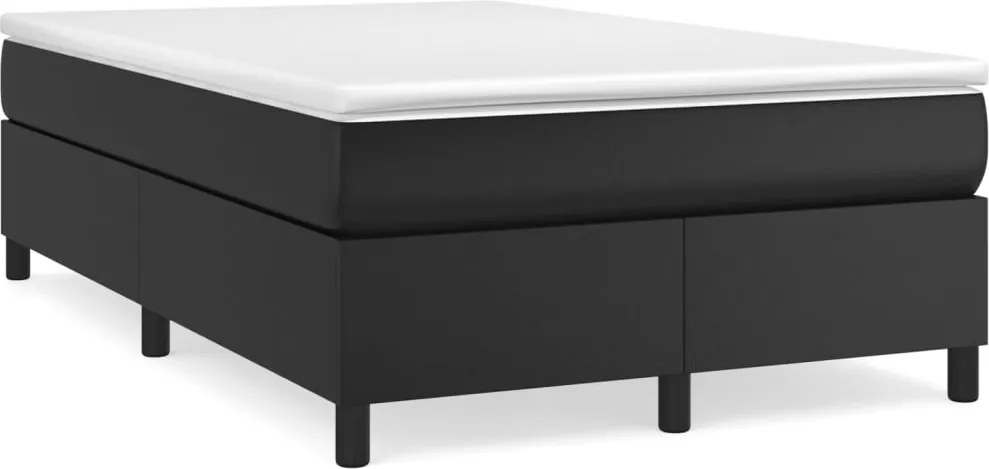 vidaXL fekete műbőr rugós ágy matraccal 120 x 200 cm