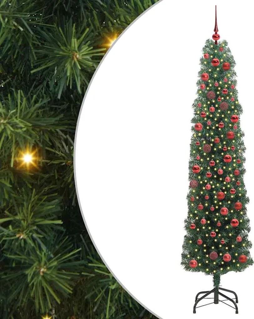 vidaXL Mű karácsonyfa 300 LED-del Zöld 180 cm PVC, acél és műanyag
