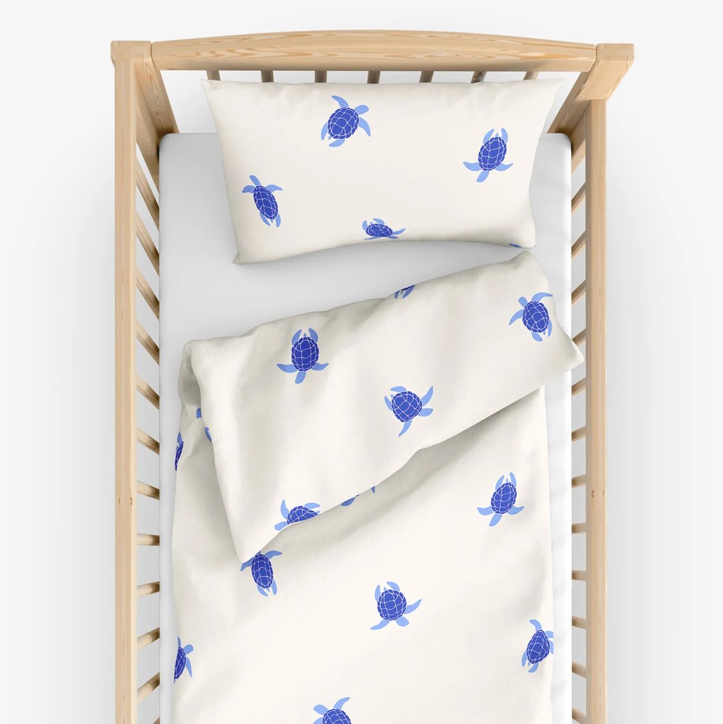 Goldea gyermek pamut ágyneműhuzat kiságyba - tengeri teknősök 90 x 140 és 50 x 70 cm