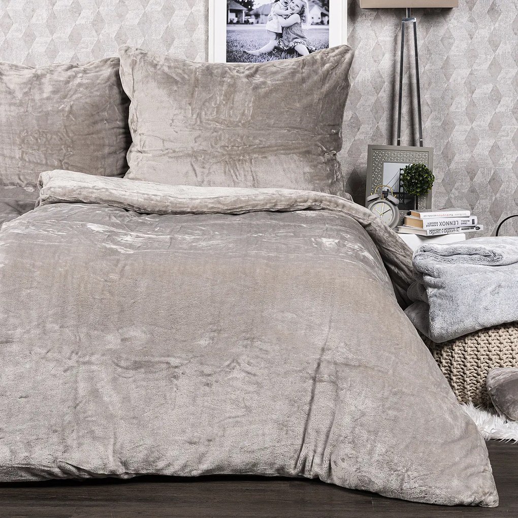 4Home mikroflanel ágyneműhuzat szürke, 160 x 200 cm, 70 x 80 cm, 160 x 200 cm, 70 x 80 cm