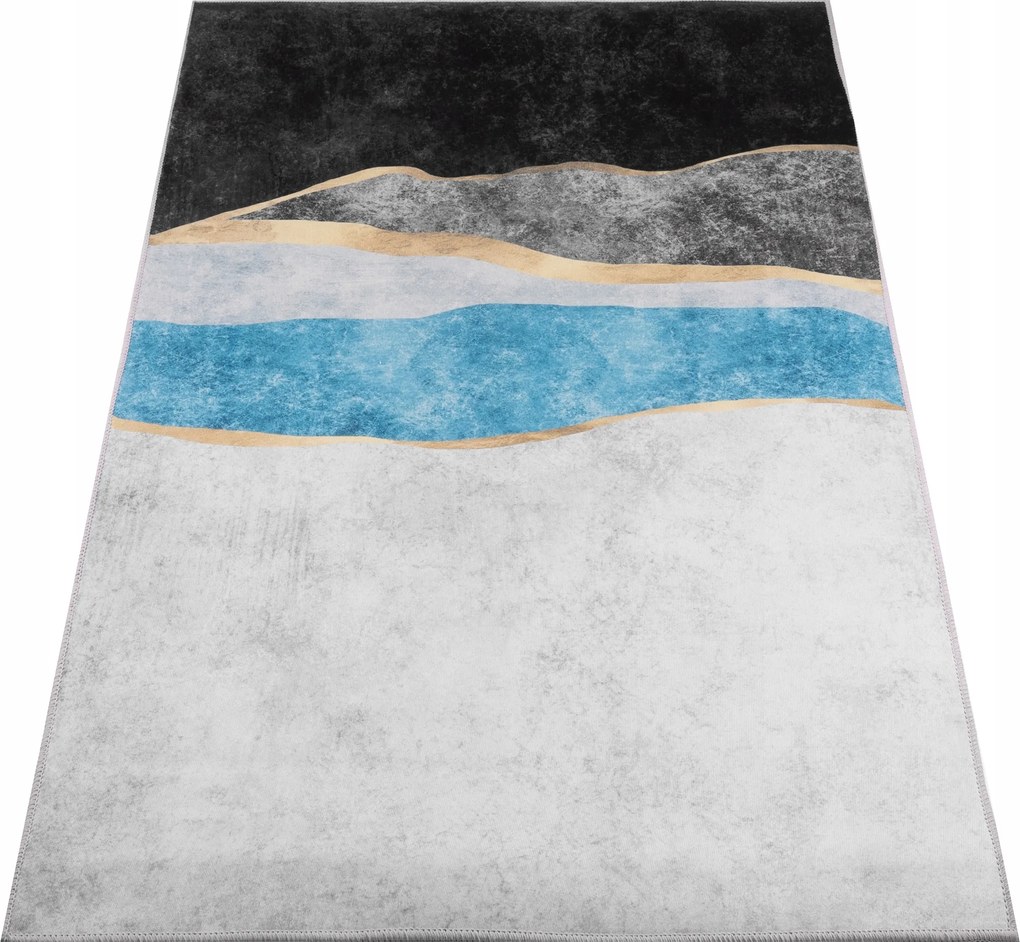 Nappali Szőnyeg 160x220CM Szürke Fekete Kék Modern Geometrikus