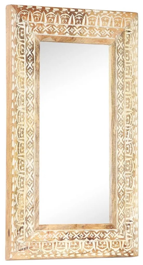 kézzel faragott tömör mangófa tükör 80 x 50 x 2,6 cm