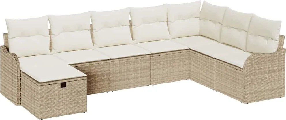 vidaXL Kanapé Szett párnával tárolóval 8 pcs Beige és krém polirattan