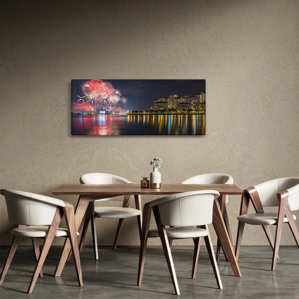 A szingapúri tűzijáték képe (120x50 cm)