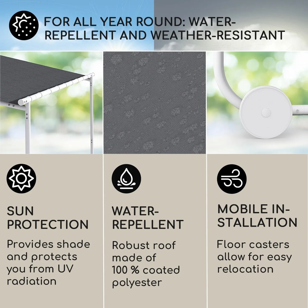 Blumfeldt Nantes, pavilon, napellenző, 3x3m, poliészter, acél váz, UV50+, padlógörgők