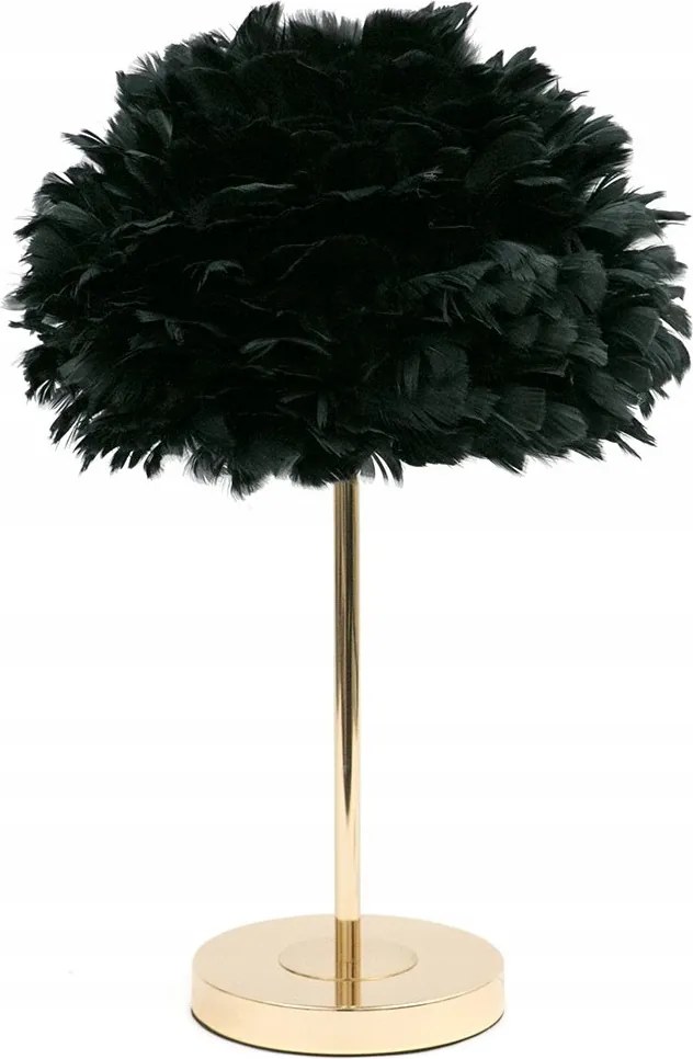 Asztali Lámpa Toll 60cm Arany Fekete Fém Álló Tollbúra